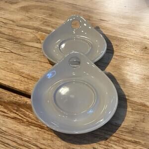 IKEA 18004 White Snack Platter Serving Plate with handle Set of 2